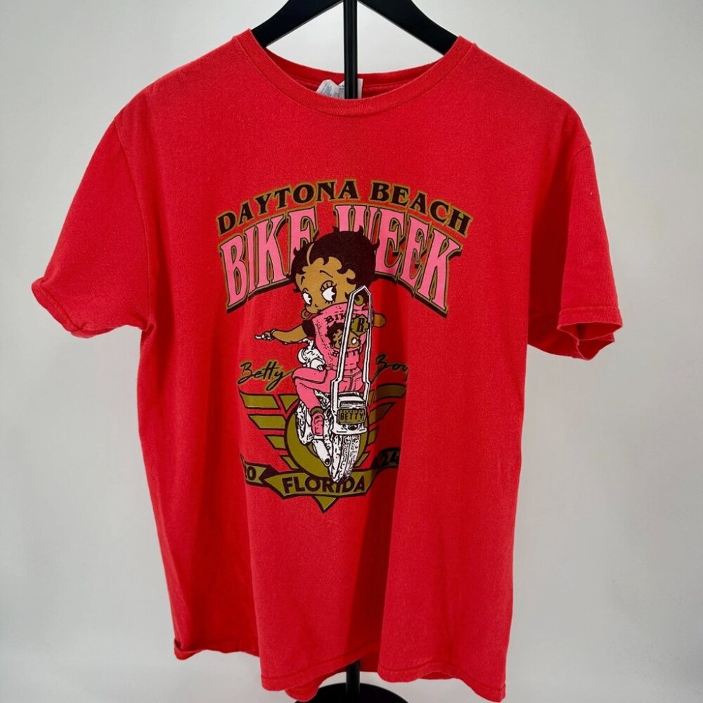 Daytona Beach Bike Week 2024 Womens Betty Boop Red Tshirt‎ Size L